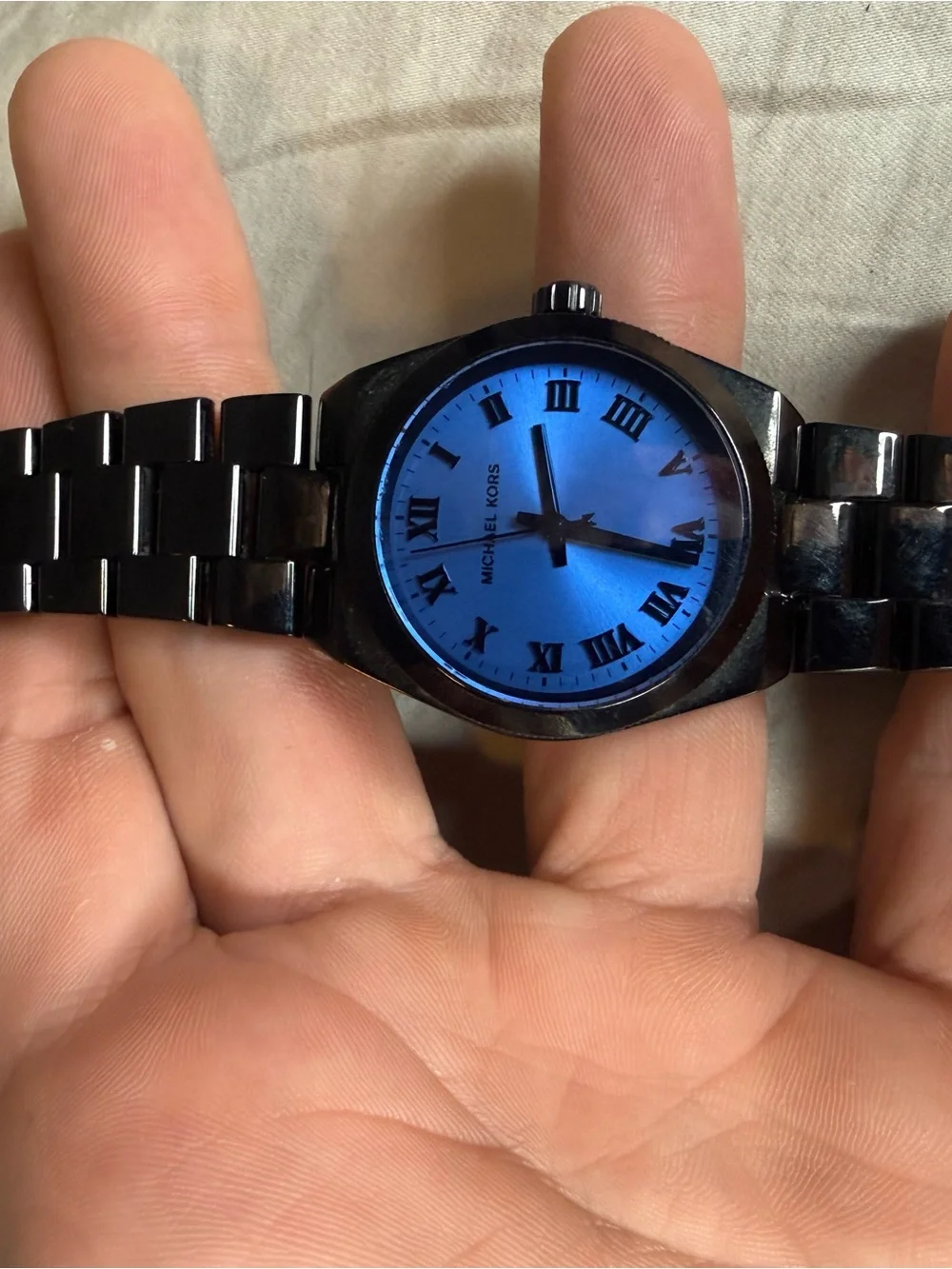 Michael Kors Black Bracelet Watch with Blue Sunray Dial